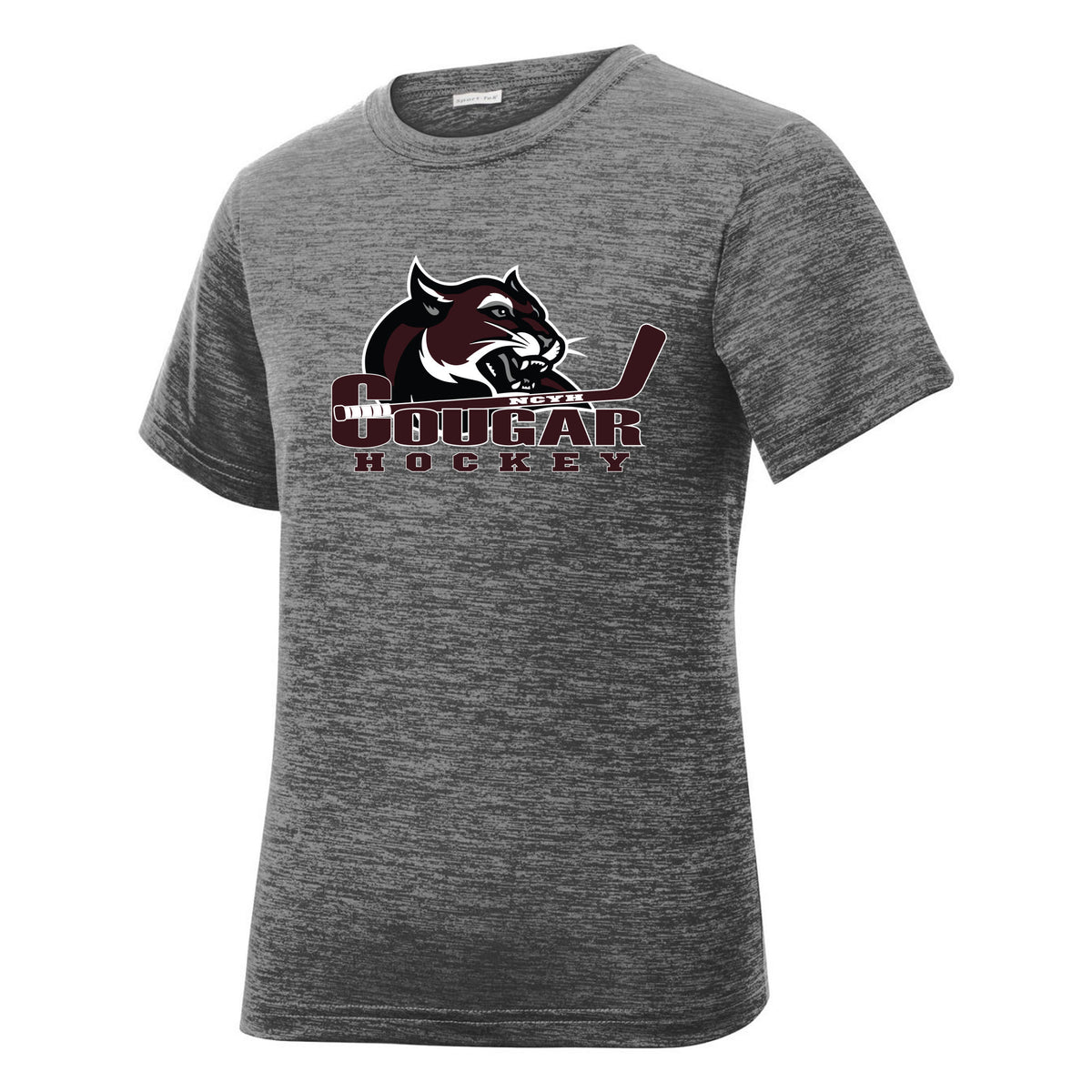 Sport-Tek Youth PosiCharge Electric Heather Tee — Grey-Black Electric, front