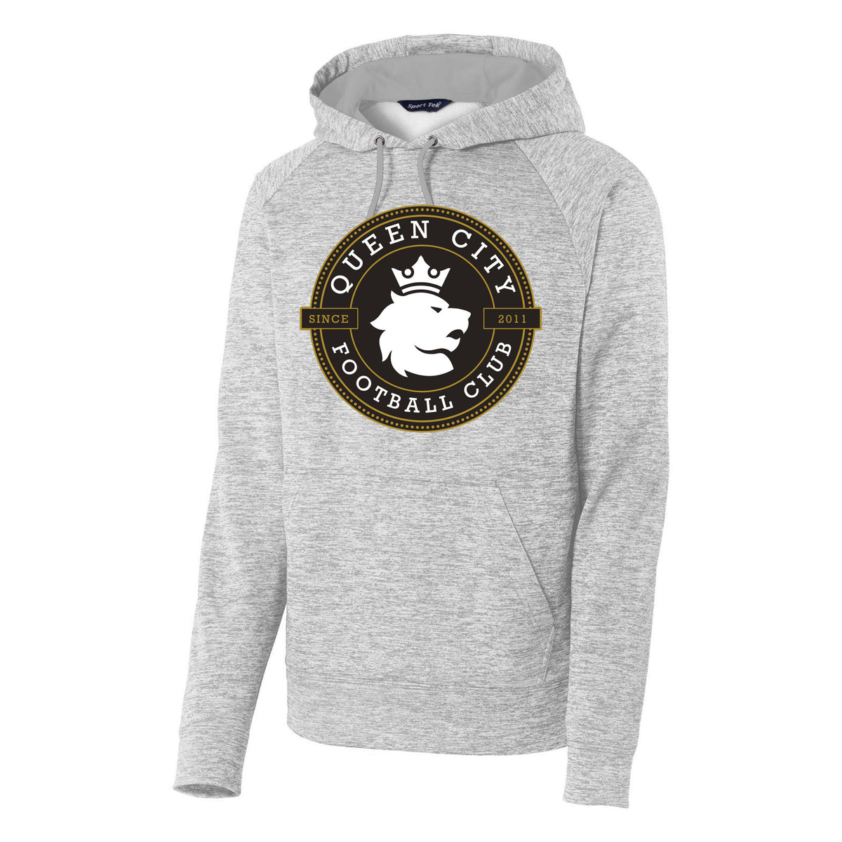 Sport-Tek PosiCharge Electric Heather Fleece Hooded Pullover — Silver Electric, front