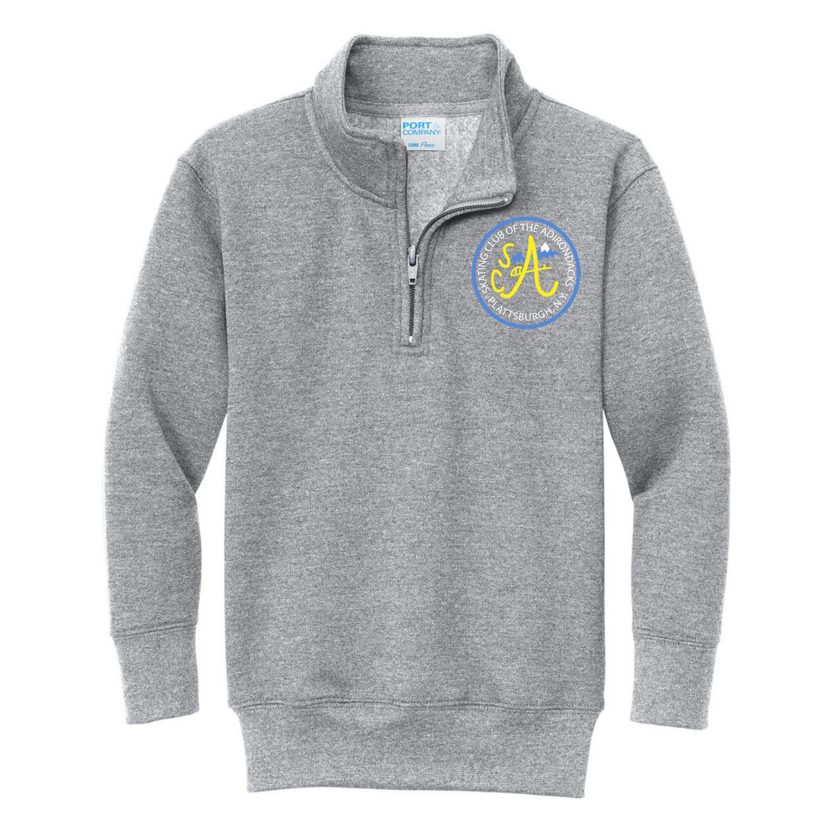 Port & Co Youth Core Fleece 1/4-Zip Pullover Sweatshirt — Athletic Heather, Logo 2, front