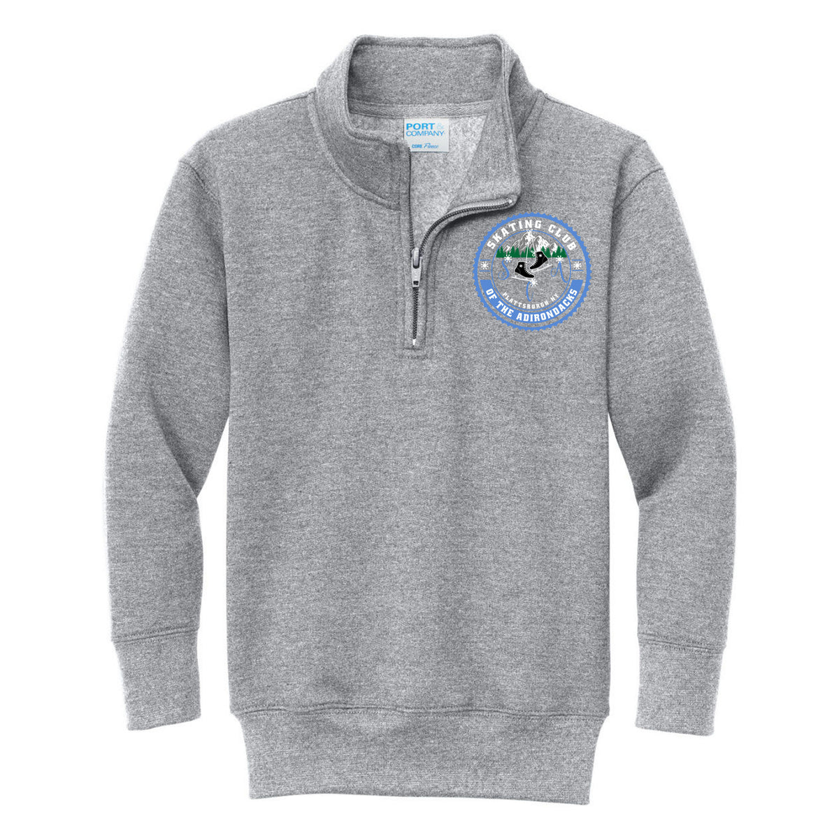 Port & Co Youth Core Fleece 1/4-Zip Pullover Sweatshirt — Athletic Heather, Logo 1, front