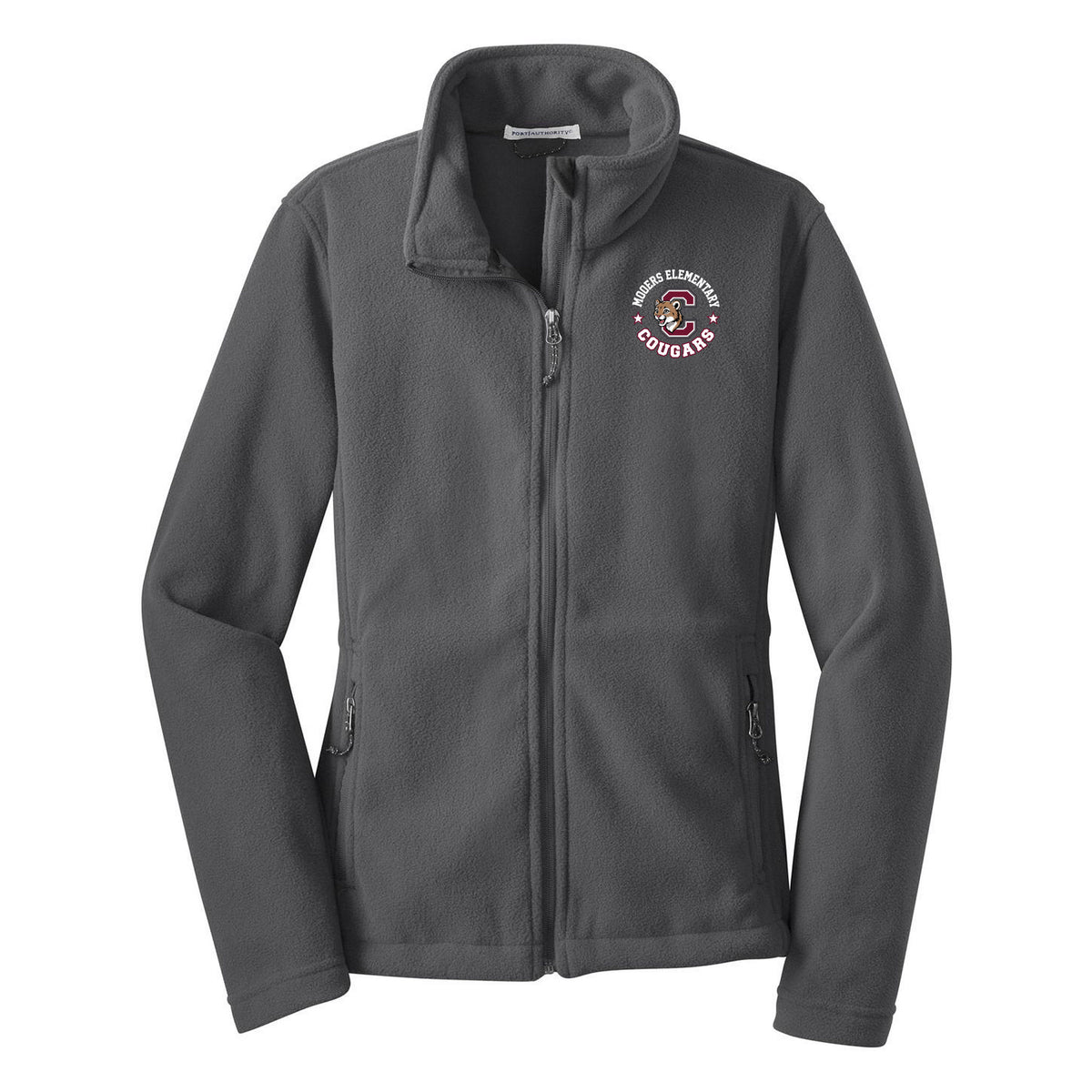 Cobras Teacher Women's Fleece Jacket — Iron Grey, Logo 1, front