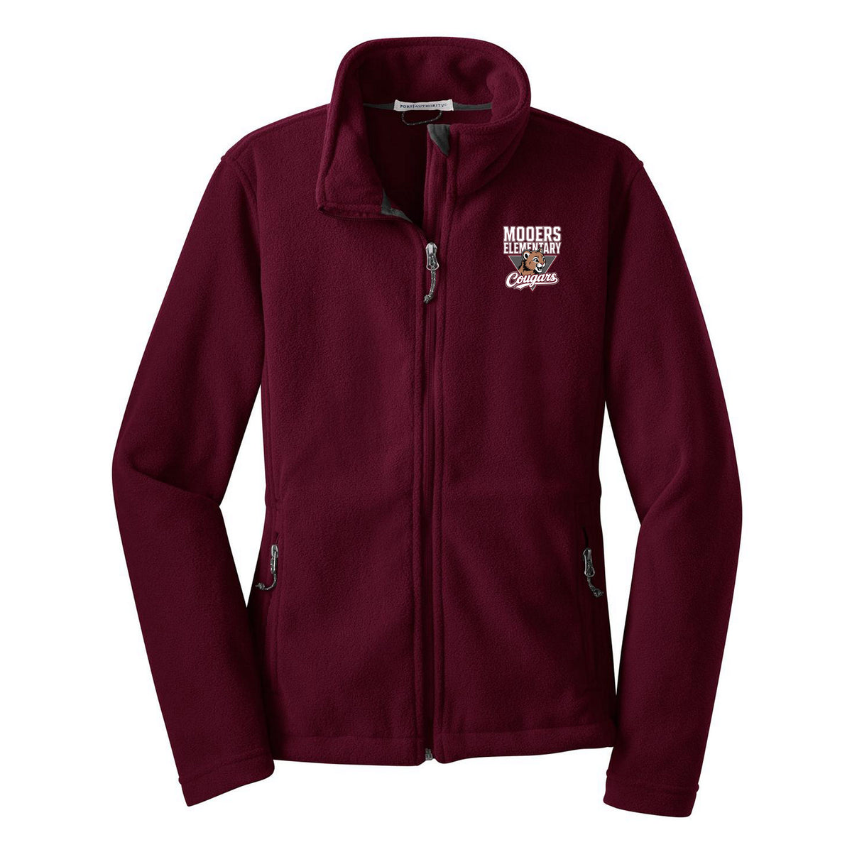 Cobras Teacher Women's Fleece Jacket — Maroon, Logo 2, front