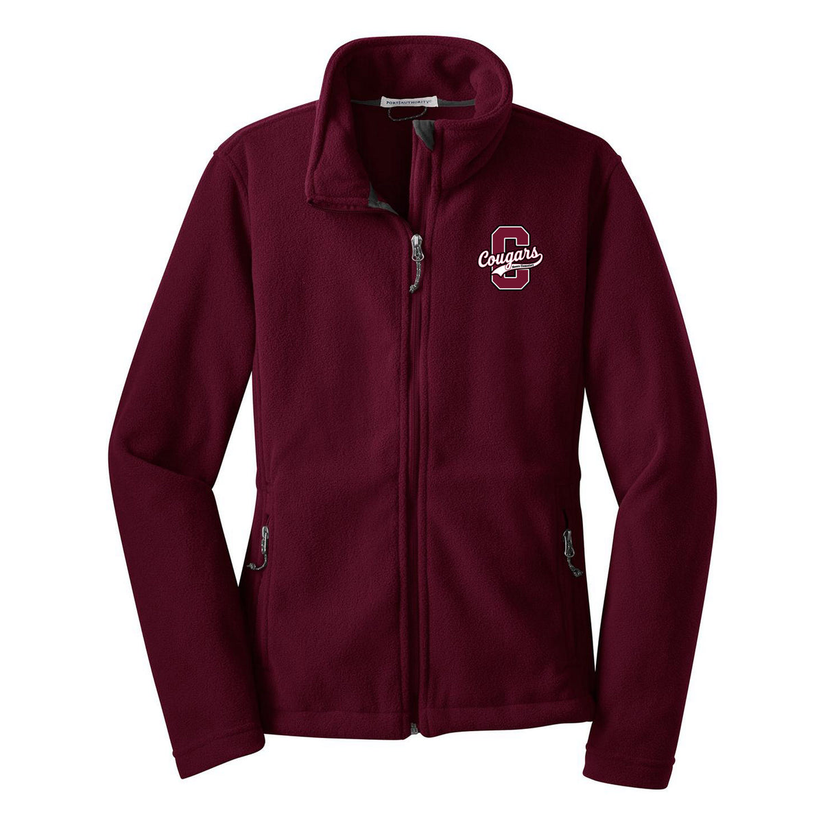 Cobras Teacher Women's Fleece Jacket — Maroon, C Logo, front