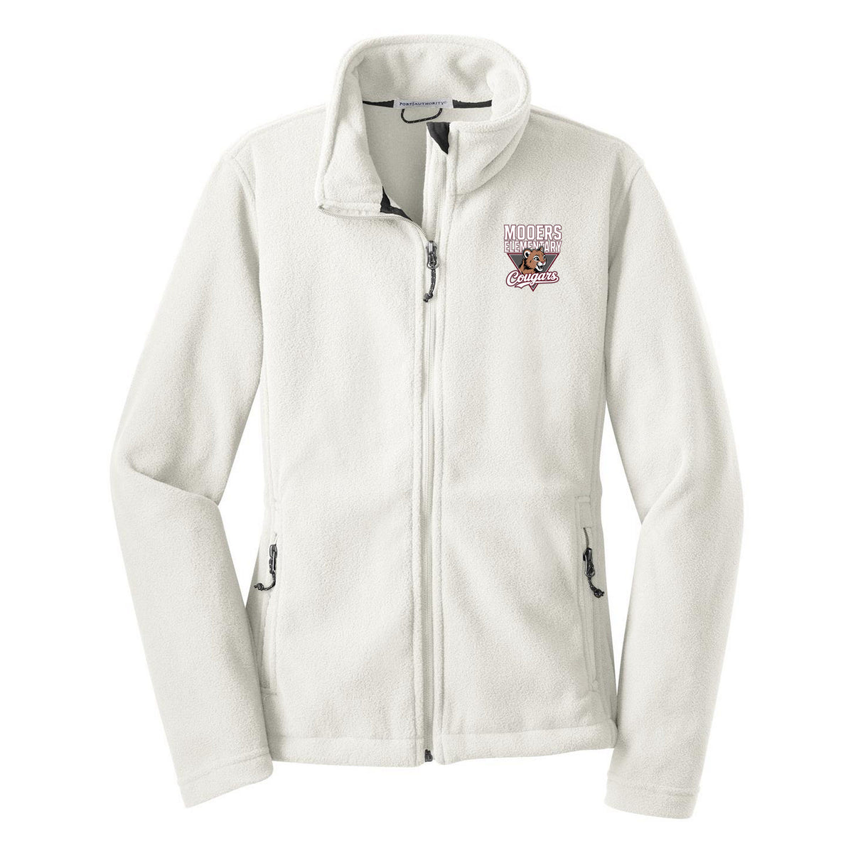 Cobras Teacher Women's Fleece Jacket — Winter White, Logo 2, front