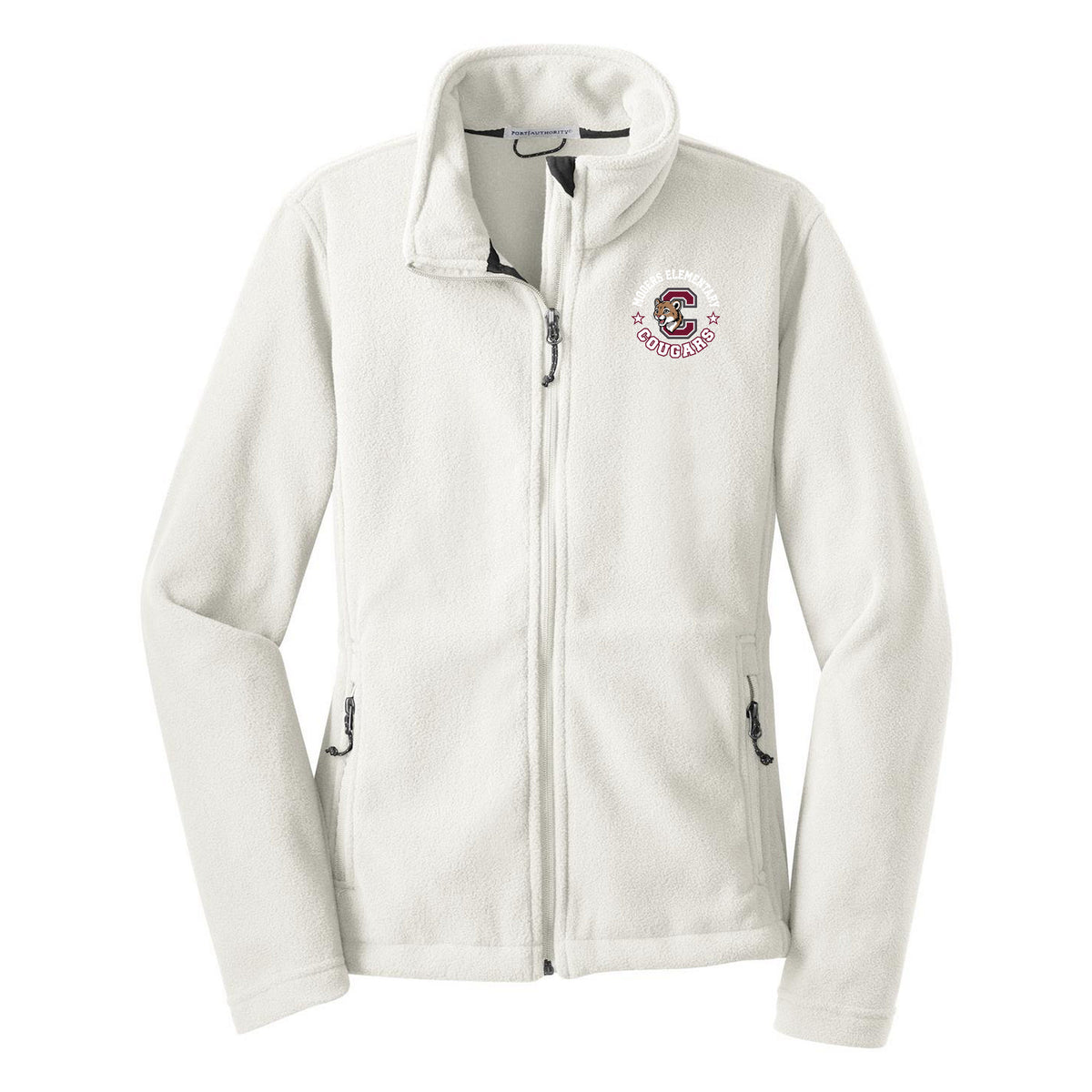 Cobras Teacher Women's Fleece Jacket — Winter White, Logo 1, front
