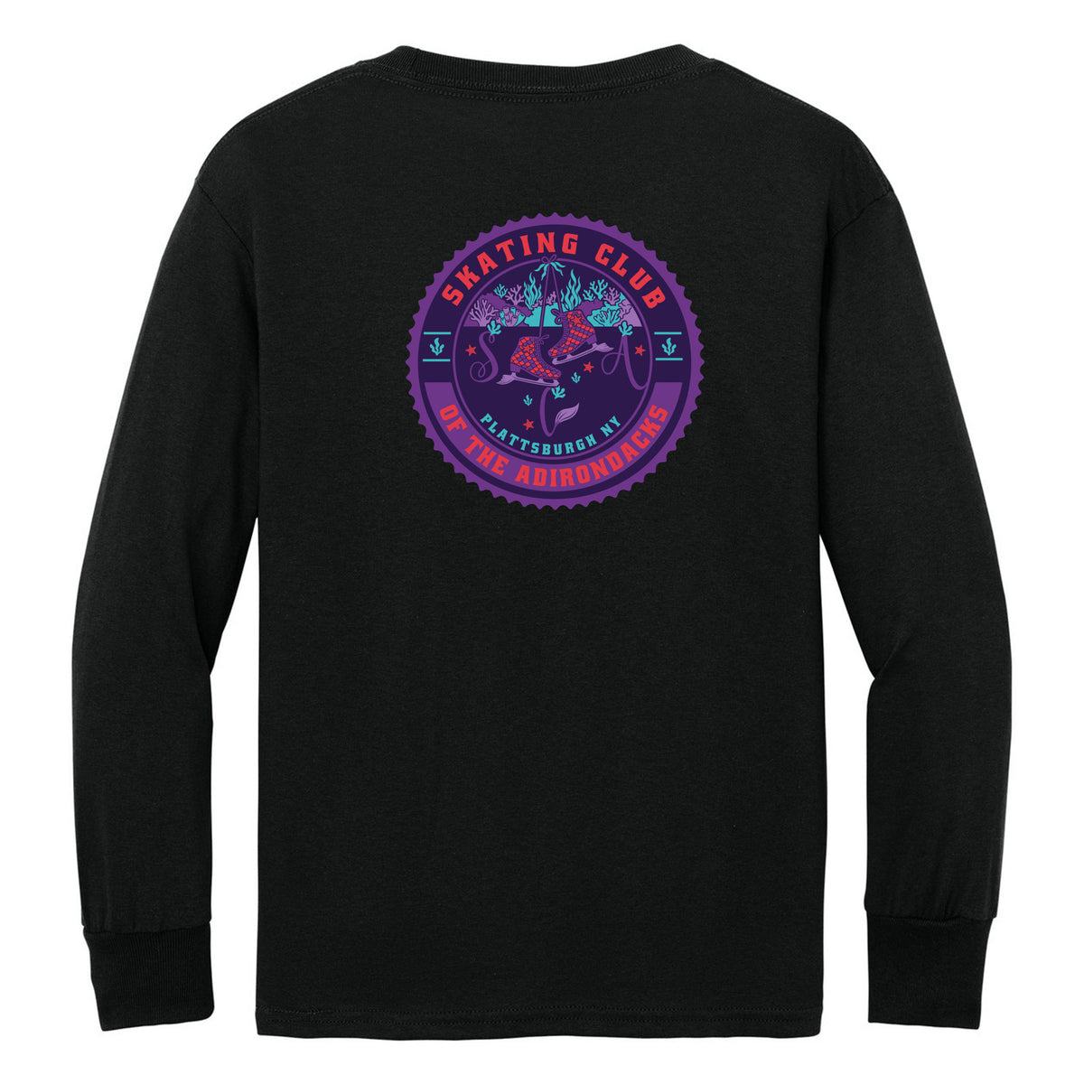 Youth Long Sleeve Core Cotton Tee — Jet Black, back