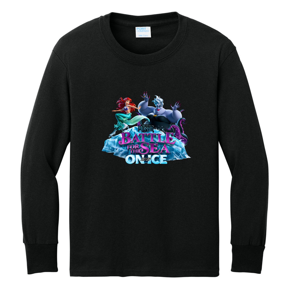 Youth Long Sleeve Core Cotton Tee — Jet Black, front