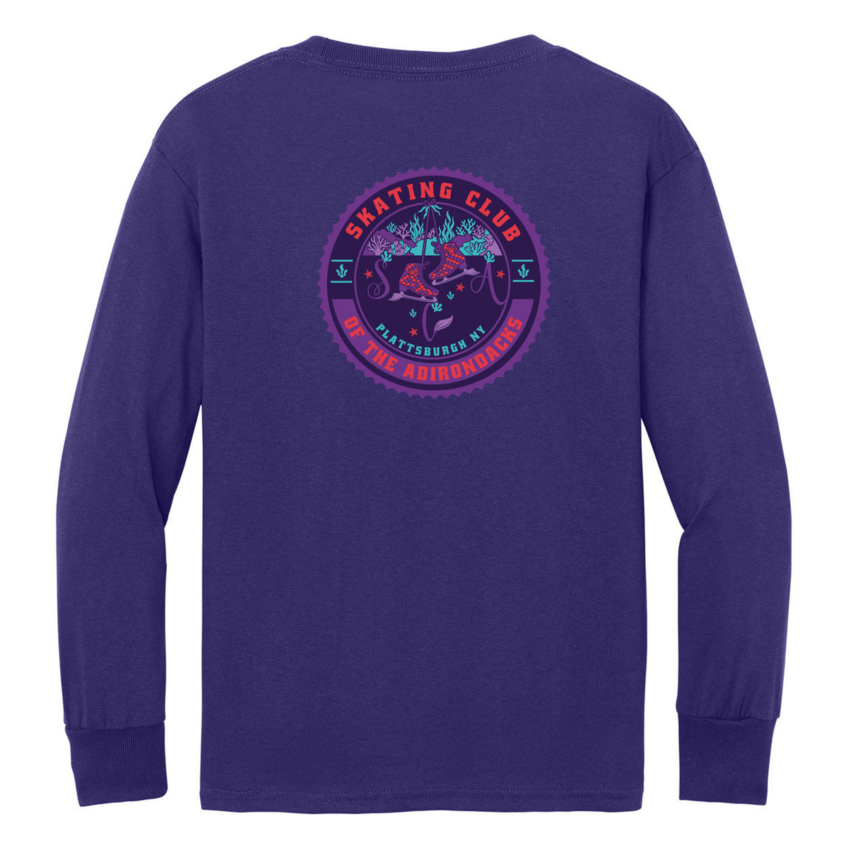 Youth Long Sleeve Core Cotton Tee — Team Purple, back