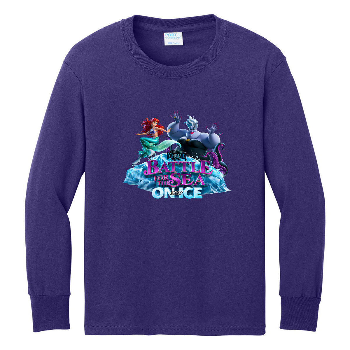 Youth Long Sleeve Core Cotton Tee — Team Purple, front