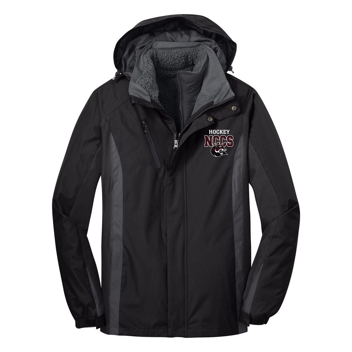 Cougars Port Authority Colorblock 3-in-1 Jacket — Black/ Black/ Magnet, front