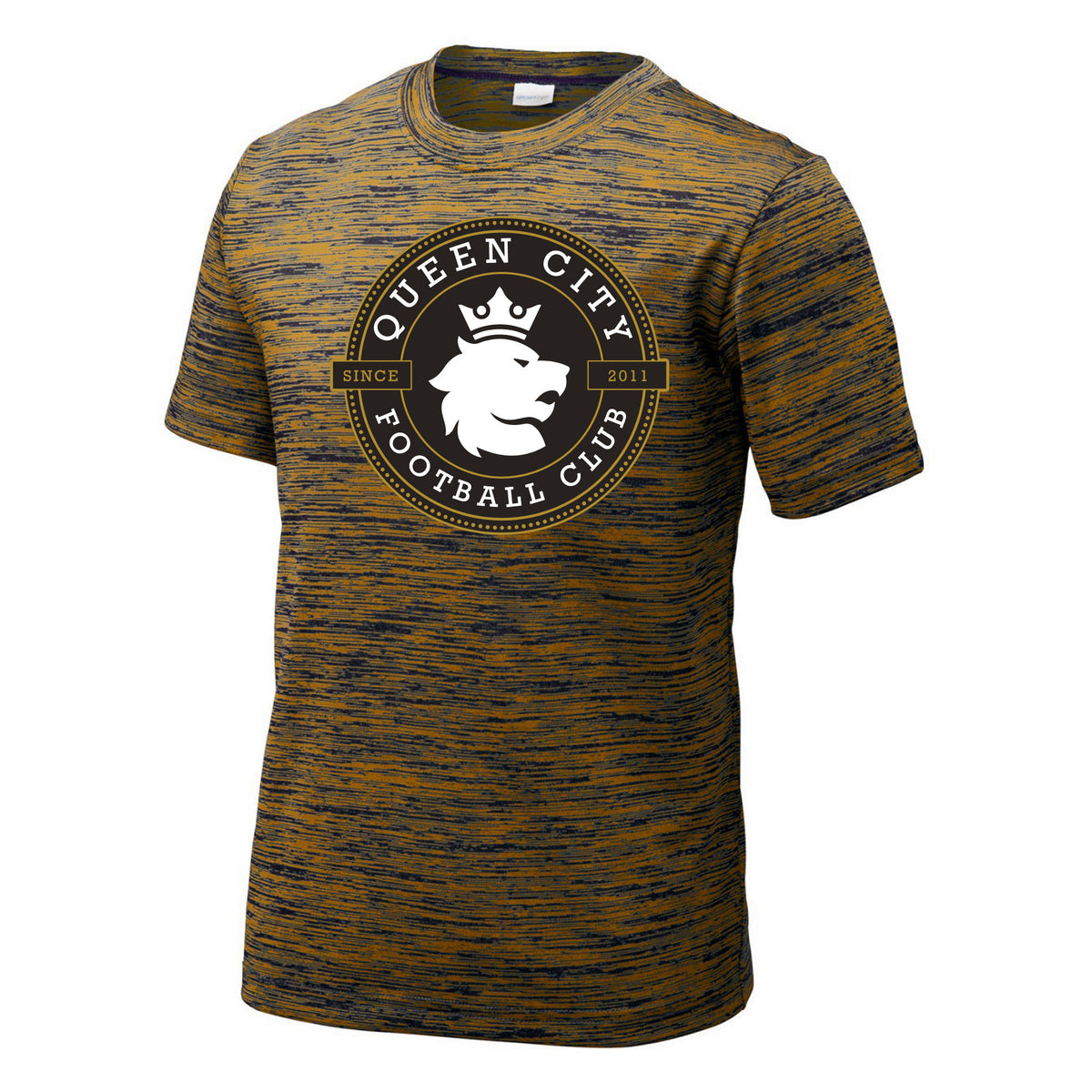 Sport-Tek Youth PosiCharge Electric Heather Tee — Gold-Black Electric, front