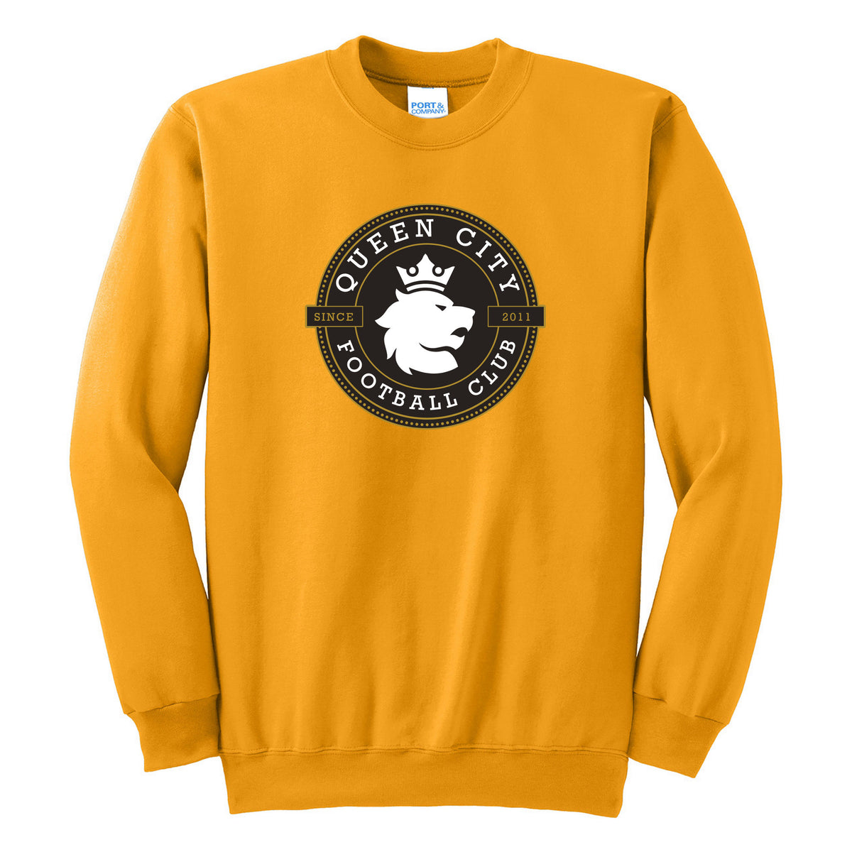 Port & Co Essential Fleece Crewneck Sweatshirt — Gold, front
