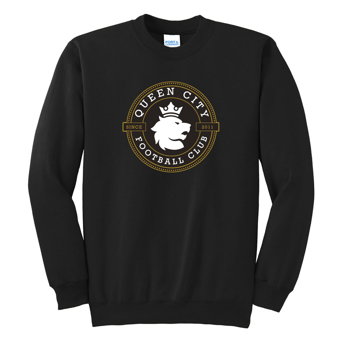 Port & Co Essential Fleece Crewneck Sweatshirt — Jet Black, front