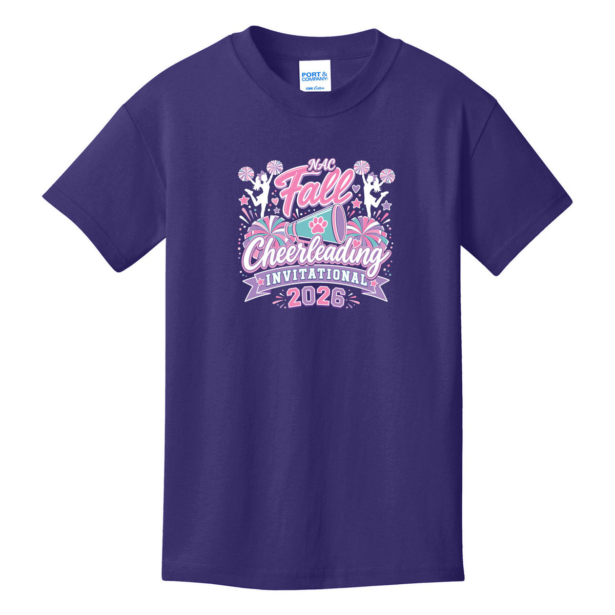 Youth Core Cotton Tee — Team Purple, front