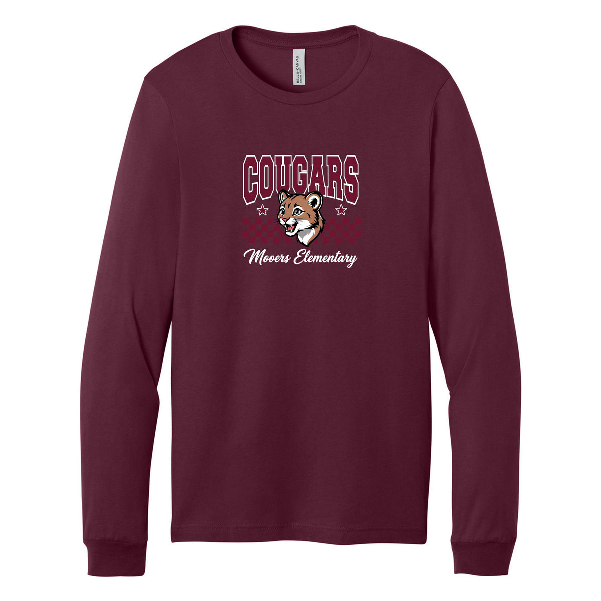 Cobras Teacher Long Sleeve Tee — Maroon, Logo 5, front