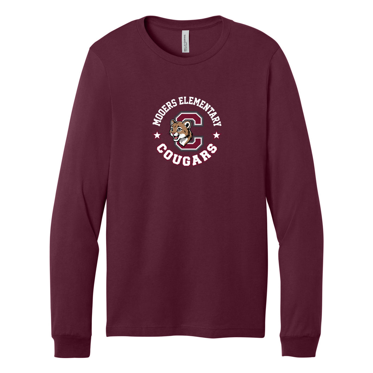 Cobras Teacher Long Sleeve Tee — Maroon, Logo 1, front