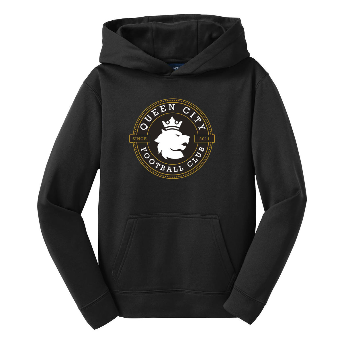 Sport-Tek Youth Sport-Wick Fleece Hooded Pullover — Black, front