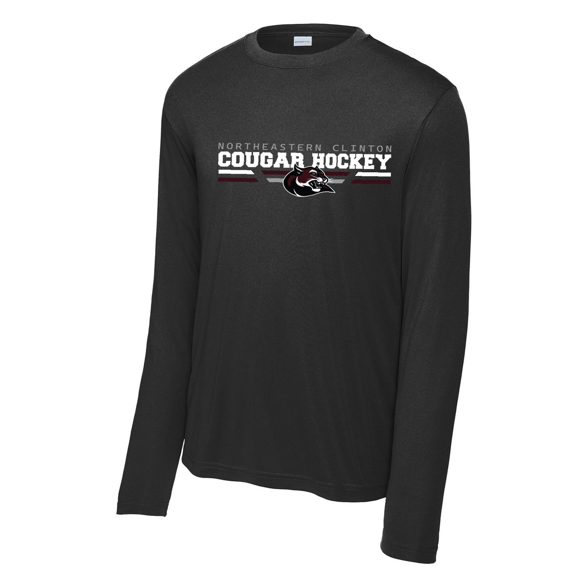Cougars Sport-Tek Long Sleeve PosiCharge Competitor Tee — Black, Logo 1, front