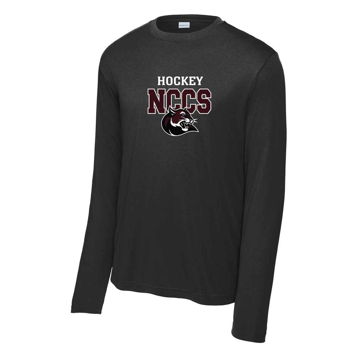 Cougars Sport-Tek Long Sleeve PosiCharge Competitor Tee — Black, Logo 3, front