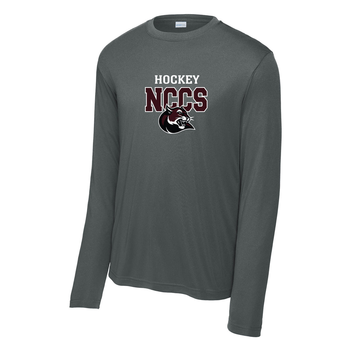 Cougars Sport-Tek Long Sleeve PosiCharge Competitor Tee — Iron Grey, Logo 3, front