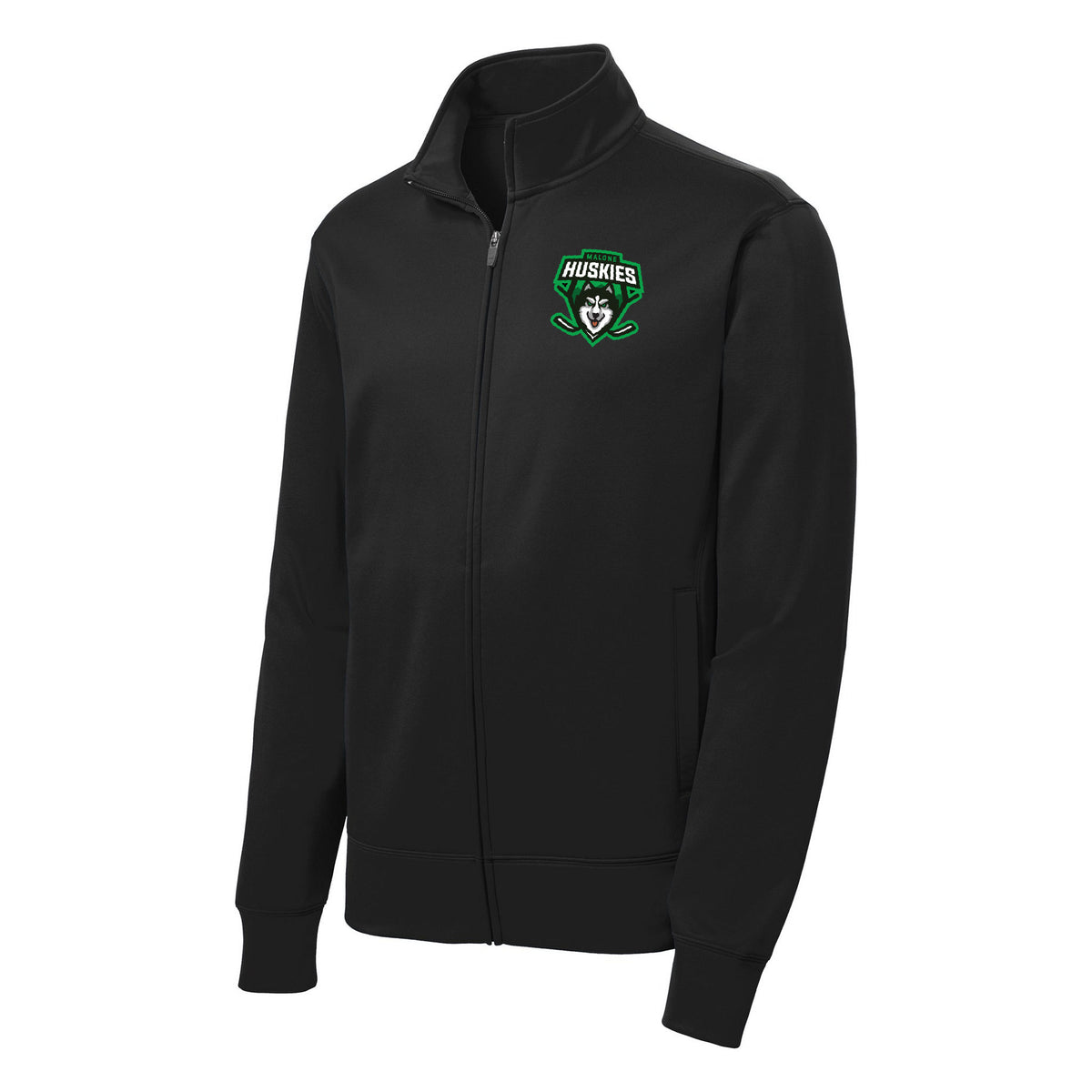 Sport-Tek Youth Sport-Wick Fleece Full-Zip Jacket — Black, front