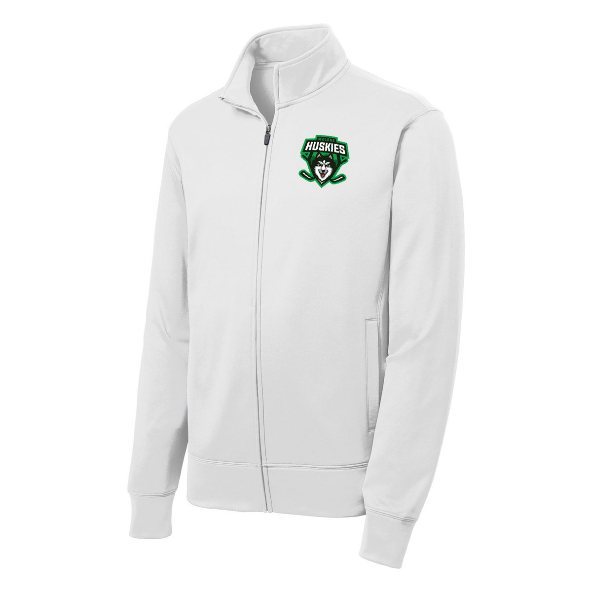 Sport-Tek Youth Sport-Wick Fleece Full-Zip Jacket — White, front