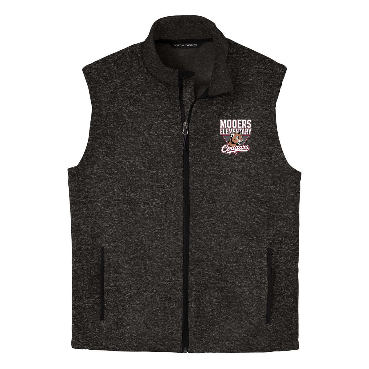 Port Authority Sweater Fleece Vest — Black Heather, Logo 2, front
