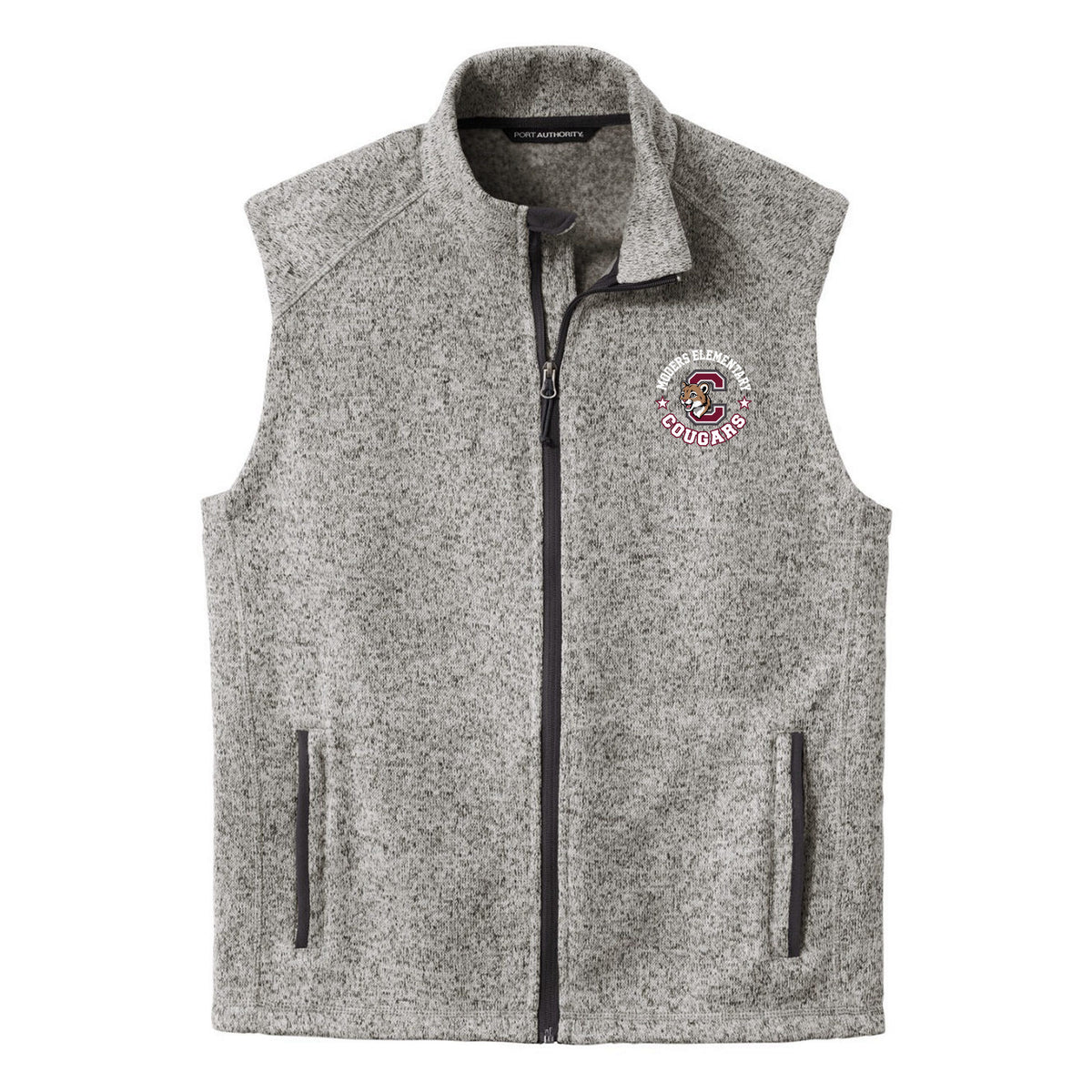 Port Authority Sweater Fleece Vest — Grey Heather, Logo 1, front