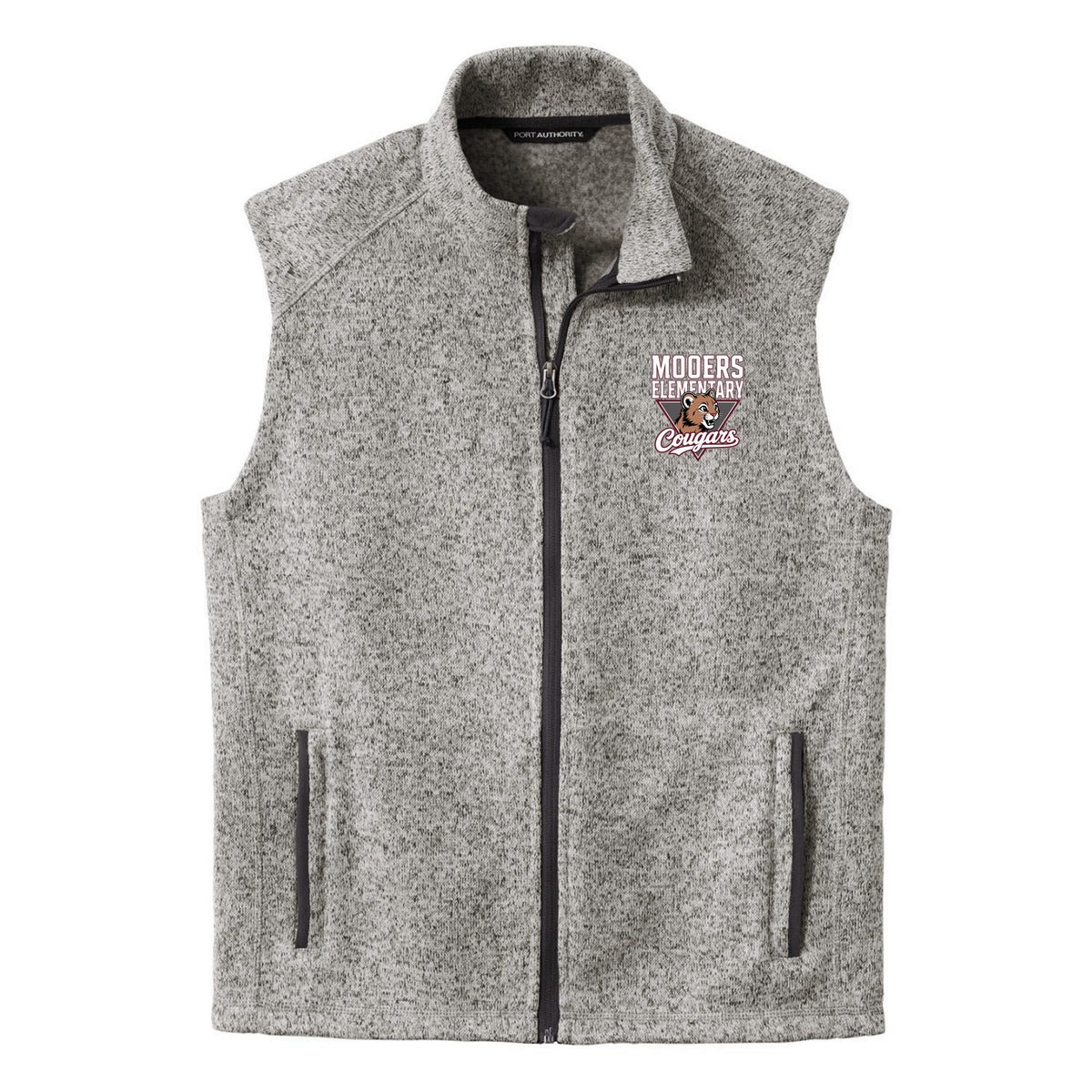 Port Authority Sweater Fleece Vest — Grey Heather, Logo 2, front