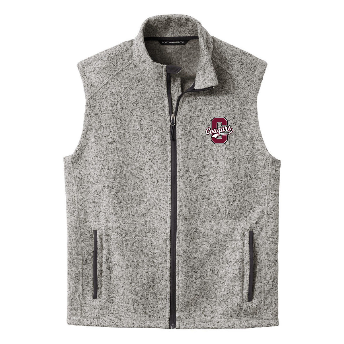 Port Authority Sweater Fleece Vest — Grey Heather, C Logo, front