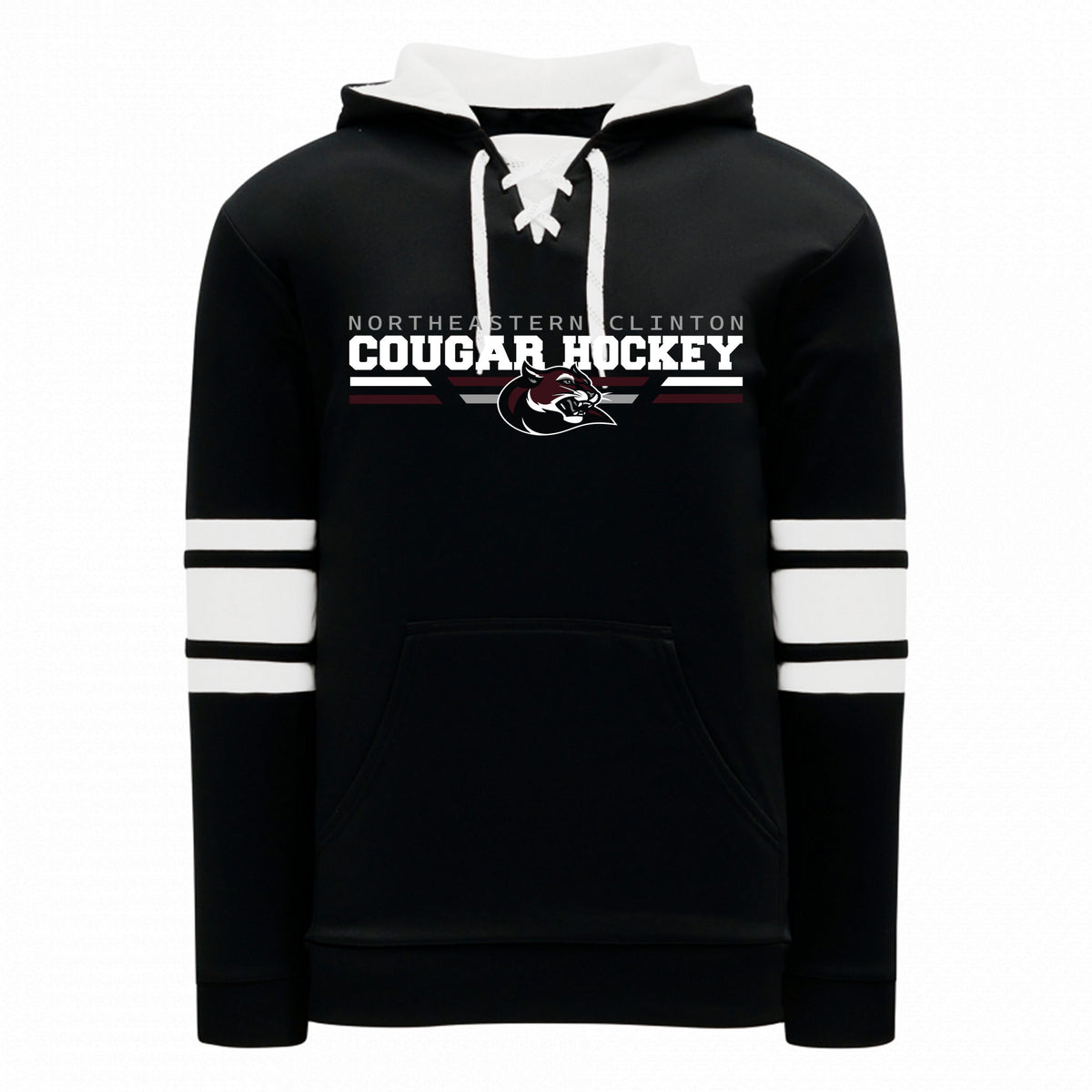 Adult Apparel Sweatshirt — BLACK/WHITE, Logo 1, front