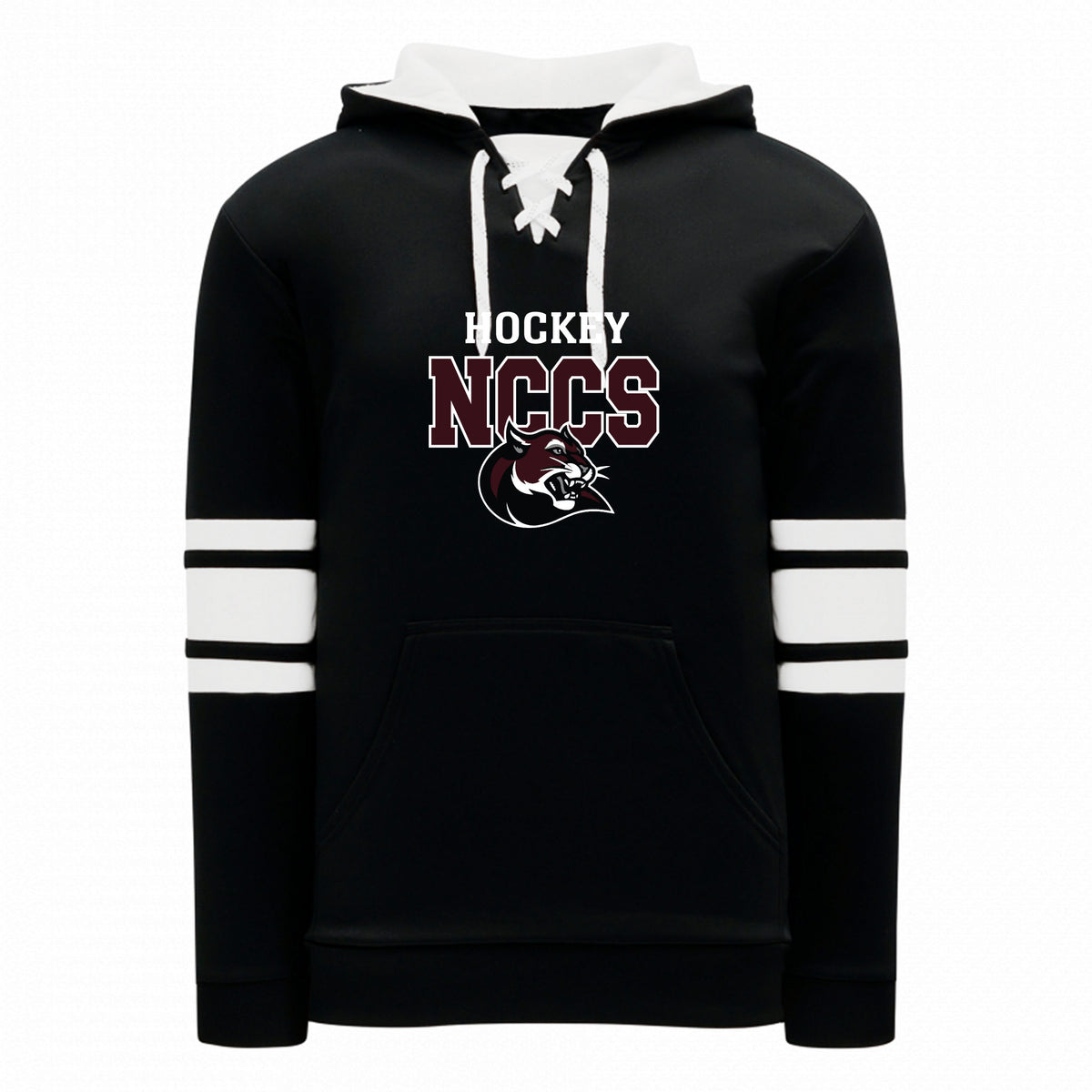 Adult Apparel Sweatshirt — BLACK/WHITE, Logo 3, front