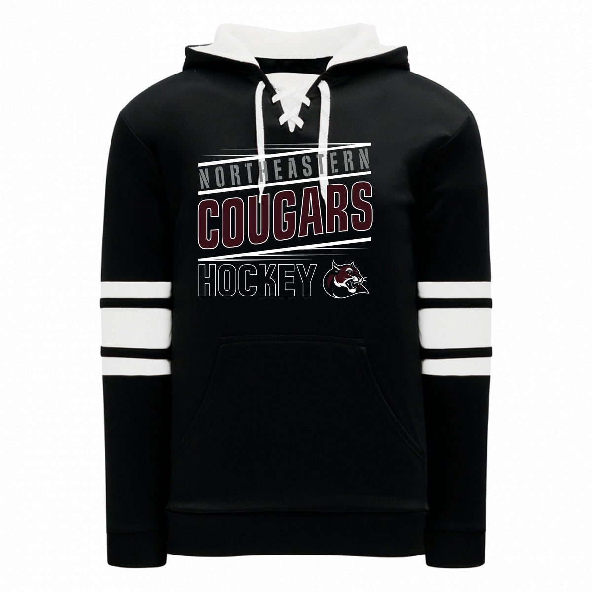 Adult Apparel Sweatshirt — BLACK/WHITE, Logo 2, front