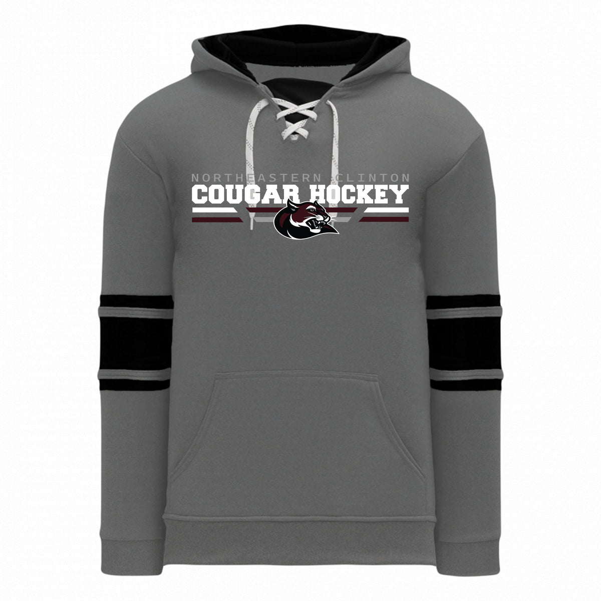 Adult Apparel Sweatshirt — HEATHER CHARCOAL/BLACK, Logo 1, front
