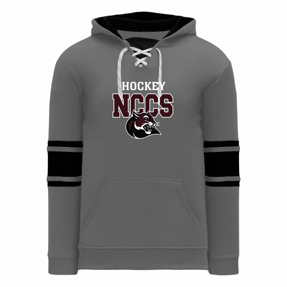 Adult Apparel Sweatshirt — HEATHER CHARCOAL/BLACK, Logo 3, front