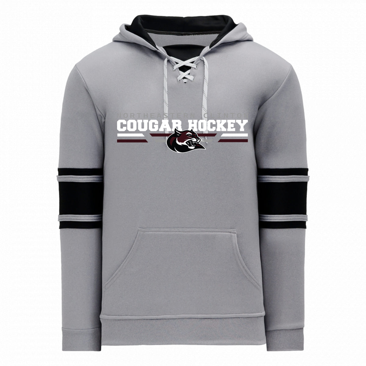 Adult Apparel Sweatshirt — HEATHER GREY/BLACK, Logo 1, front