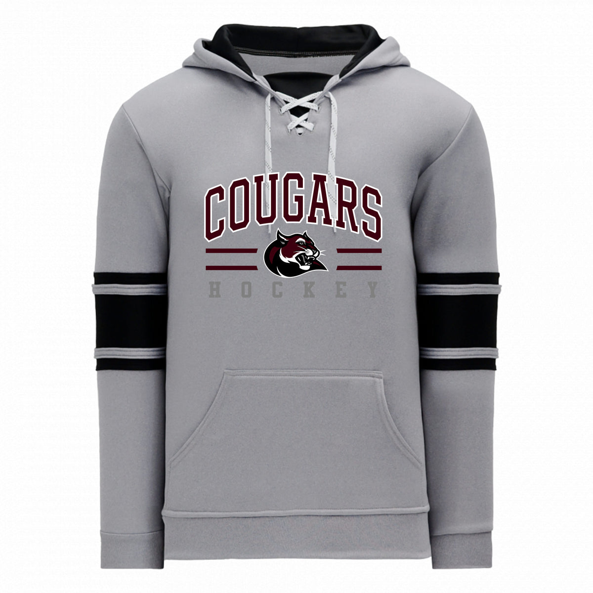 Adult Apparel Sweatshirt — HEATHER GREY/BLACK, Logo 4, front