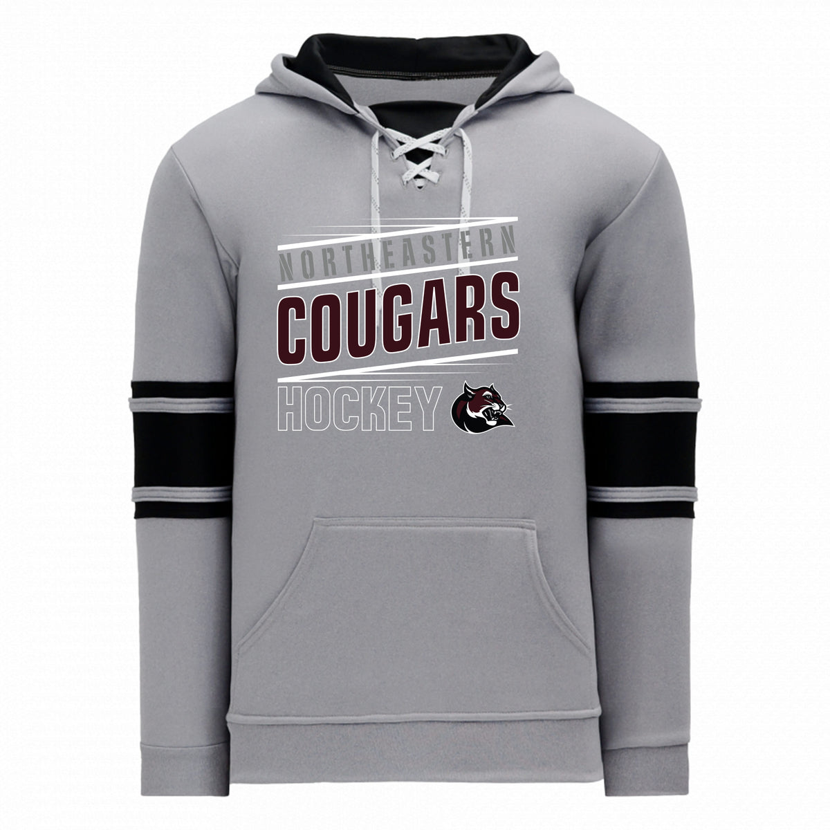 Adult Apparel Sweatshirt — HEATHER GREY/BLACK, Logo 2, front