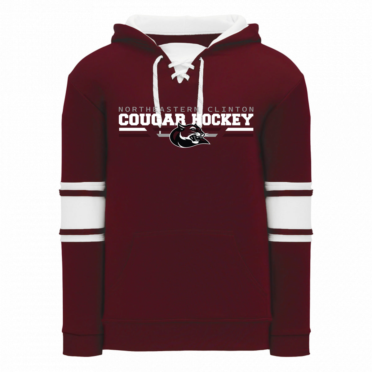 Adult Apparel Sweatshirt — MAROON/WHITE, Logo 1, front
