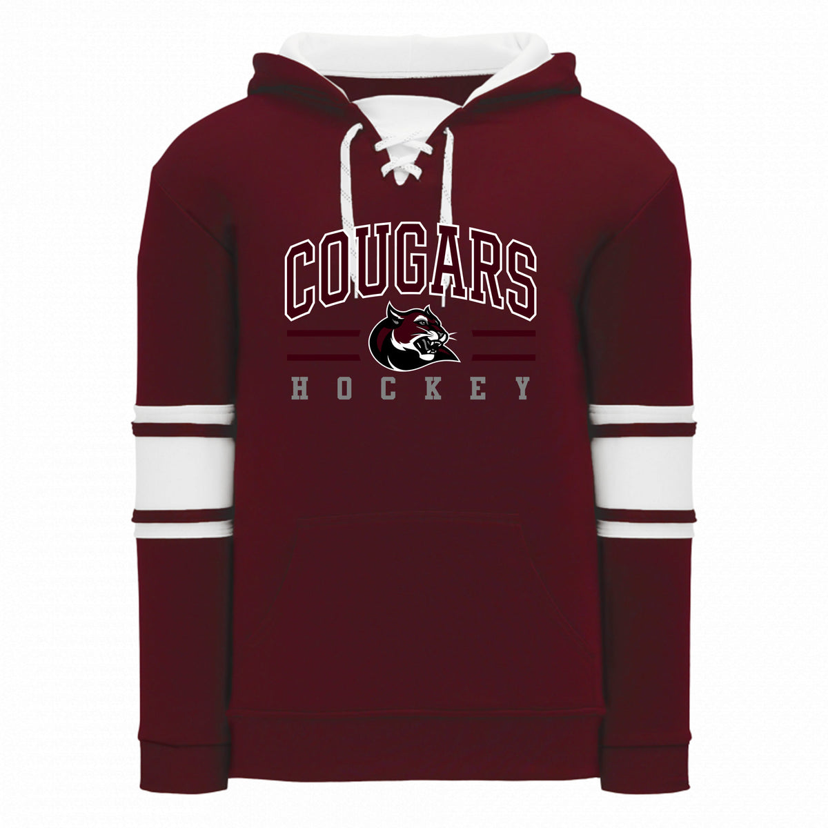 Adult Apparel Sweatshirt — MAROON/WHITE, Logo 4, front