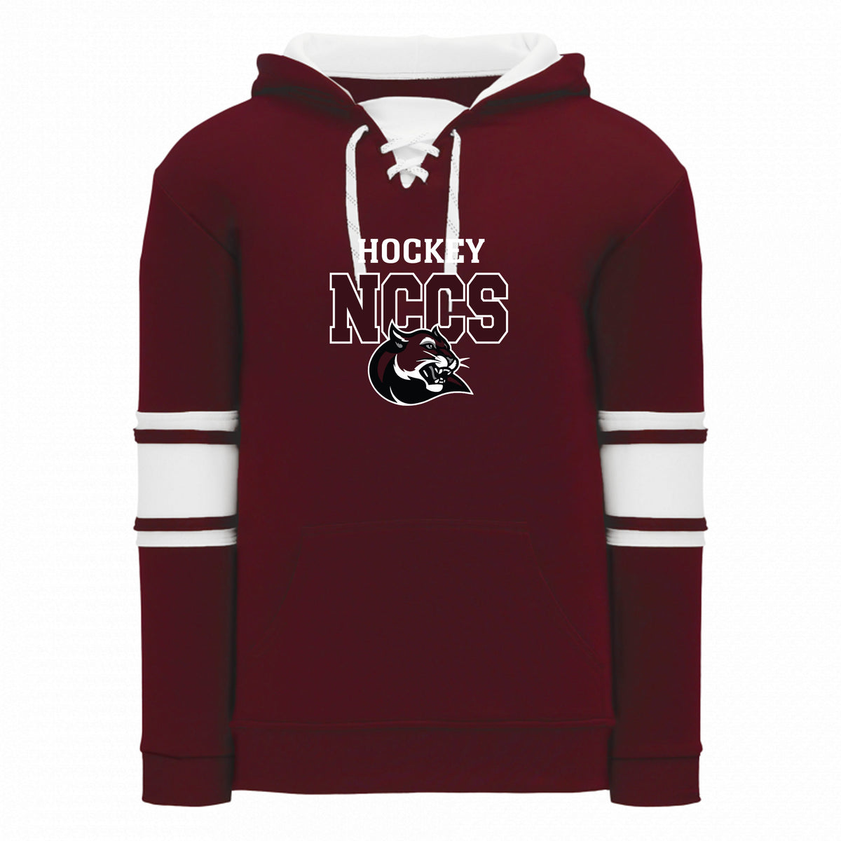Adult Apparel Sweatshirt — MAROON/WHITE, Logo 3, front