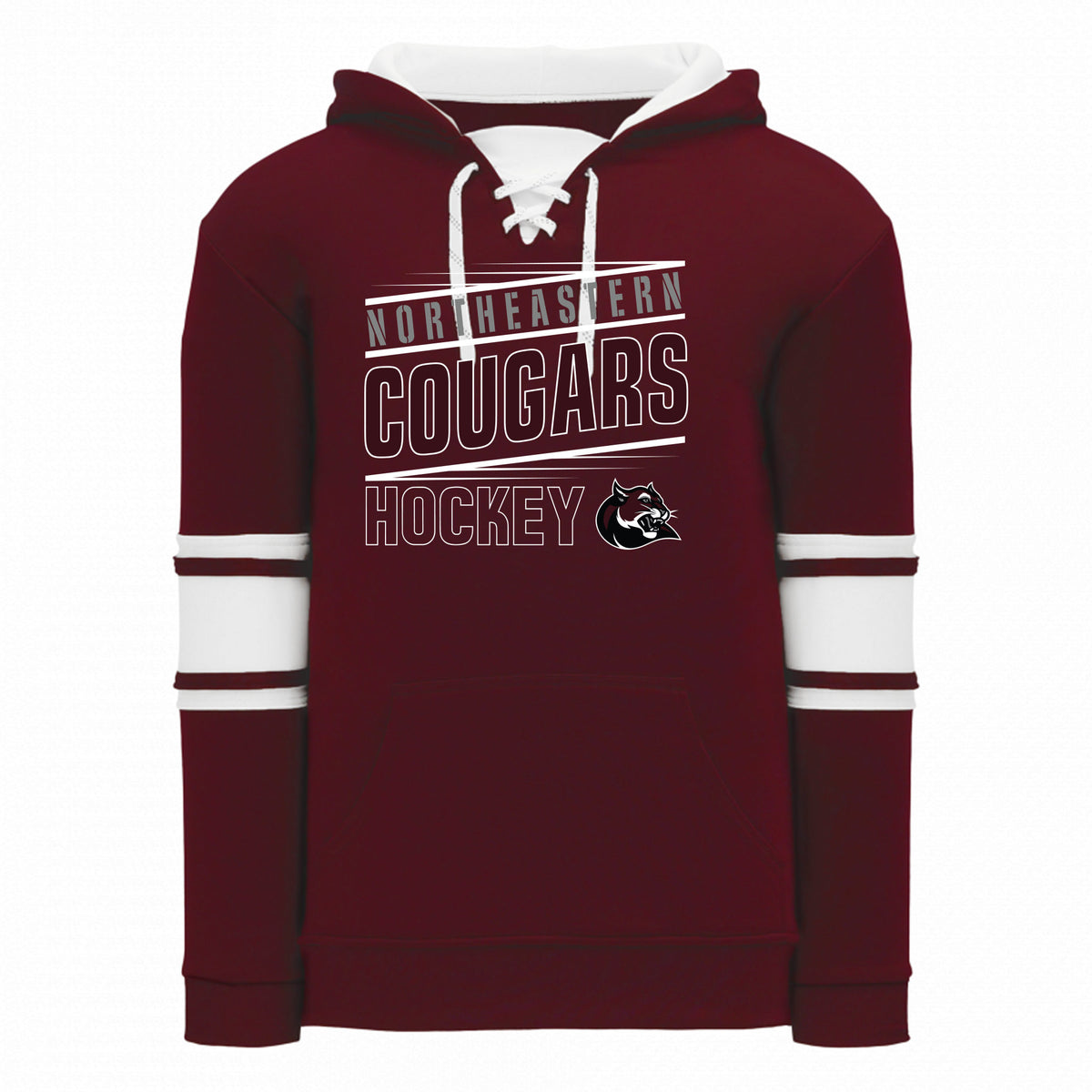 Adult Apparel Sweatshirt — MAROON/WHITE, Logo 2, front