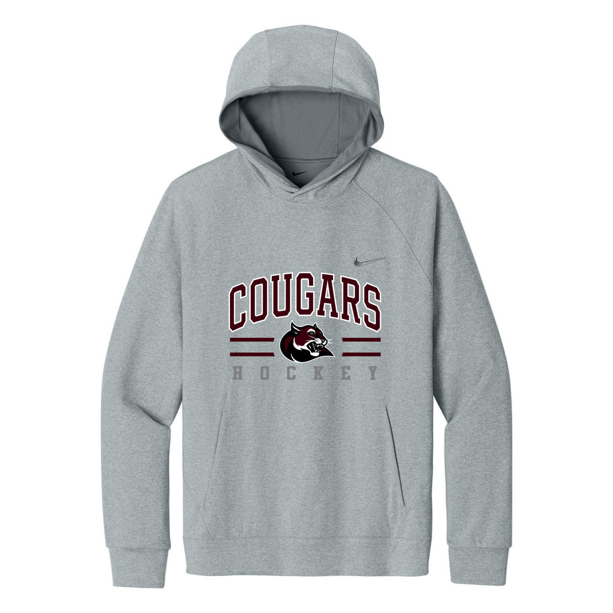 Nike Dri-Fit Primary Hoodie — Cool Grey Heather, Cougars, front