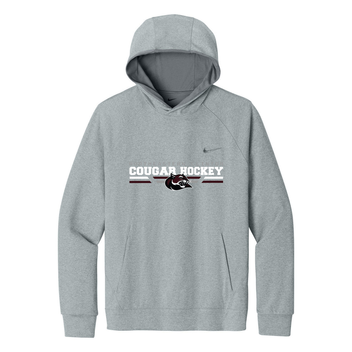 Nike Dri-Fit Primary Hoodie — Cool Grey Heather, Cougar Hockey, front
