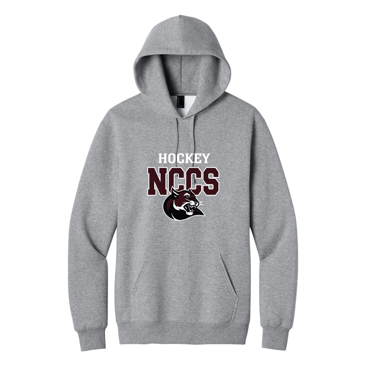 Port & Co Foundation Fleece Pullover Hooded Sweatshirt — Athletic Heather, NCCS Hockey, front