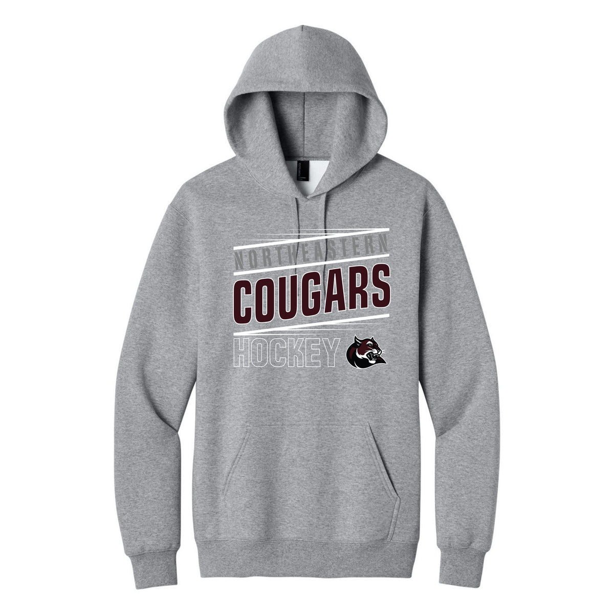 Port & Co Foundation Fleece Pullover Hooded Sweatshirt — Athletic Heather, Cougars Hockey, front