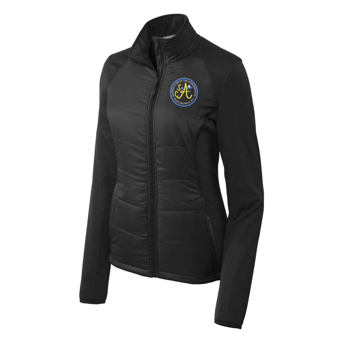 Port Authority Women's Hybrid Soft Shell Jacket — Deep Black, Logo 2, front