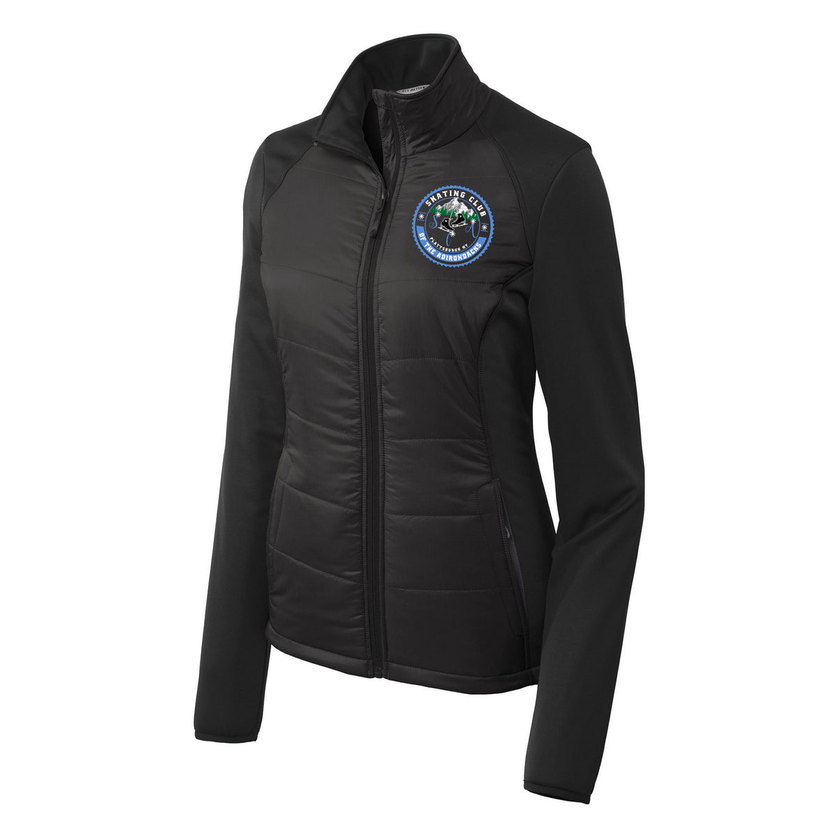 Port Authority Women's Hybrid Soft Shell Jacket — Deep Black, Logo 1, front