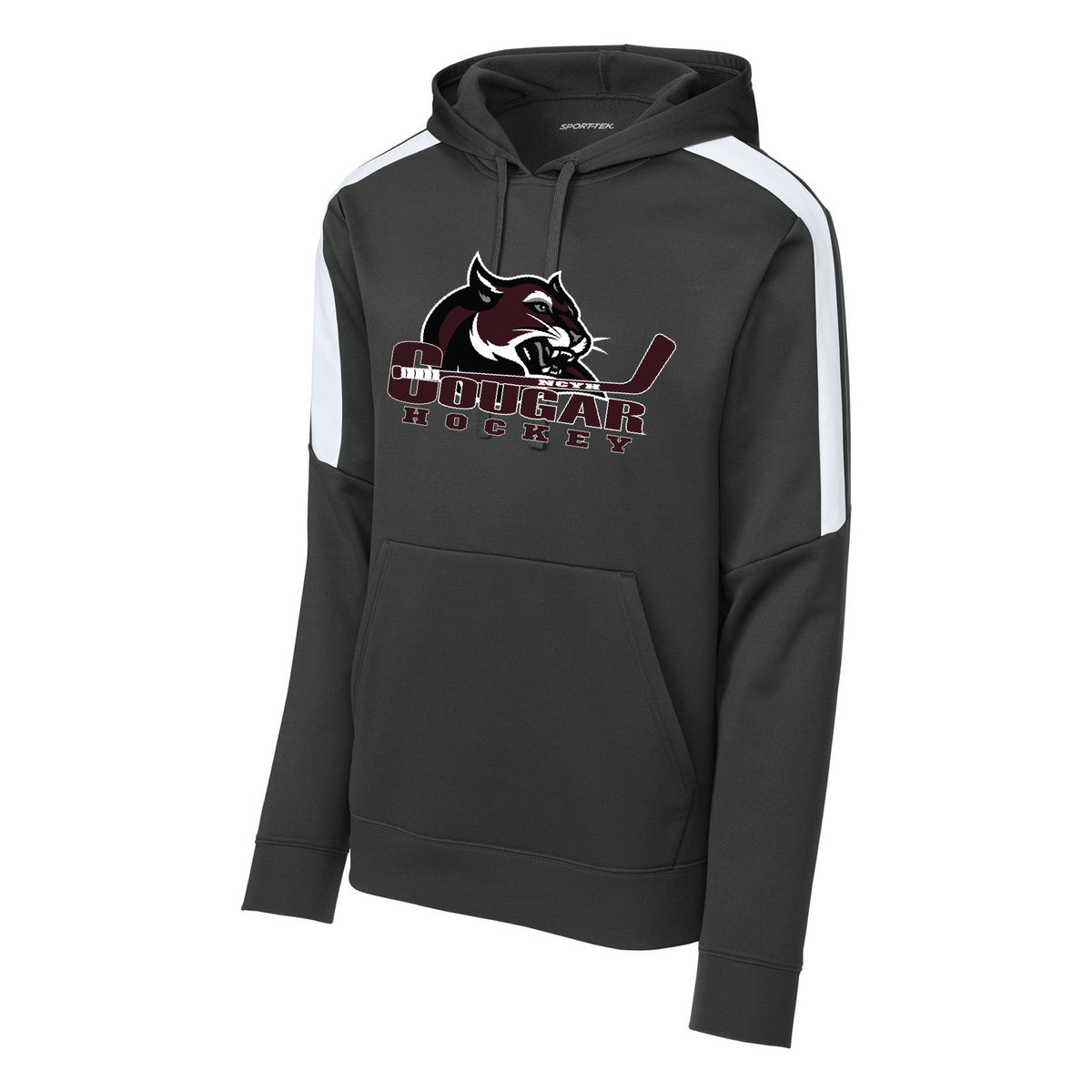 Sport-Wick Fleece United Pullover Hoodie — Iron Grey/ White, front