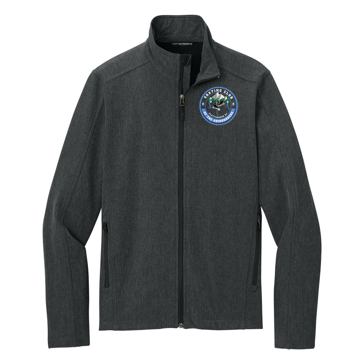 SCA Core Soft Shell Jacket — Black Charcoal Heather, Logo 1, front